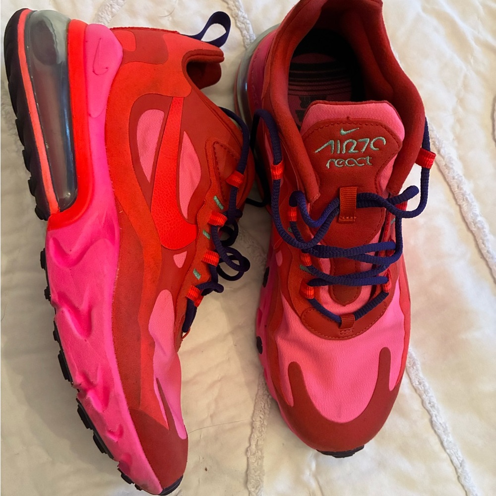 Nike Pink & Red Air Max 270 React Sneakers Women's Size 8